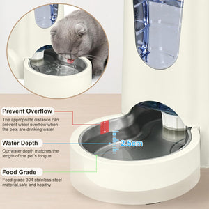 2-Pack Automatic Cat Feeder & Water Dispenser Set - Stainless Steel, Gravity-Fed for Small to Medium Pets