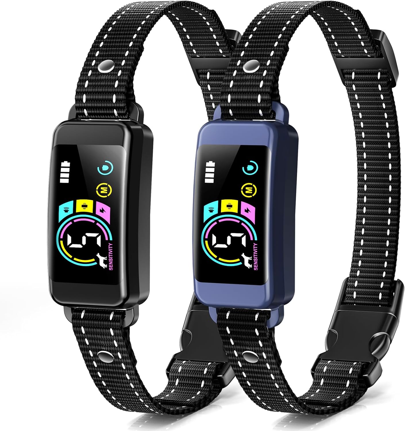 Bark Collar, 2 Pack Dog Bark Collar for Large Medium Small Dogs, Rechargeable Training Collar with Beep Vibration Shock Collar with 5 Adjustable Sensitivity, Anti Barking Device for Dogs