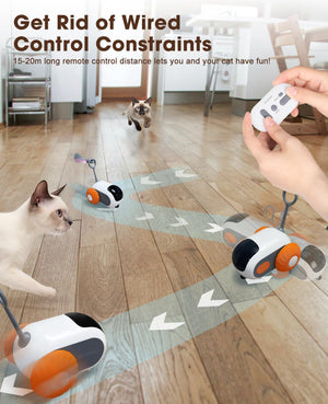 Smart Interactive Cat Toy - 2-Speed, Remote Control, USB Rechargeable, Exercise Toy for Indoor Cats & Kittens