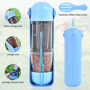 Portable 3-in-1 Dog Water Bottle Food Dispenser and Toilet Bag Storage