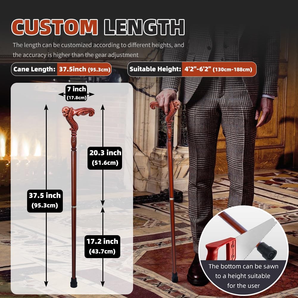 Handmade Wooden Walking Cane for Men and Women
