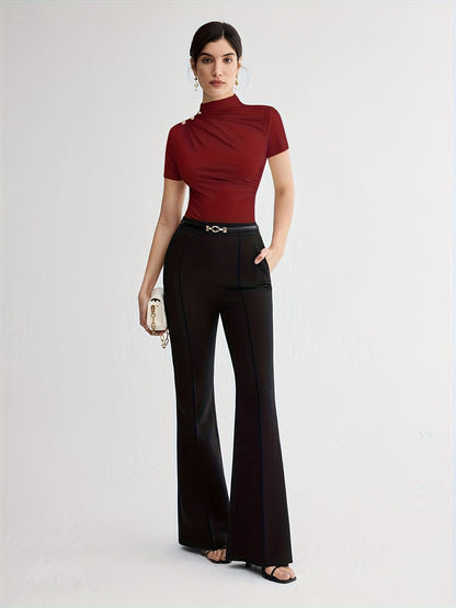 Women's Short Sleeve Mock Neck Top