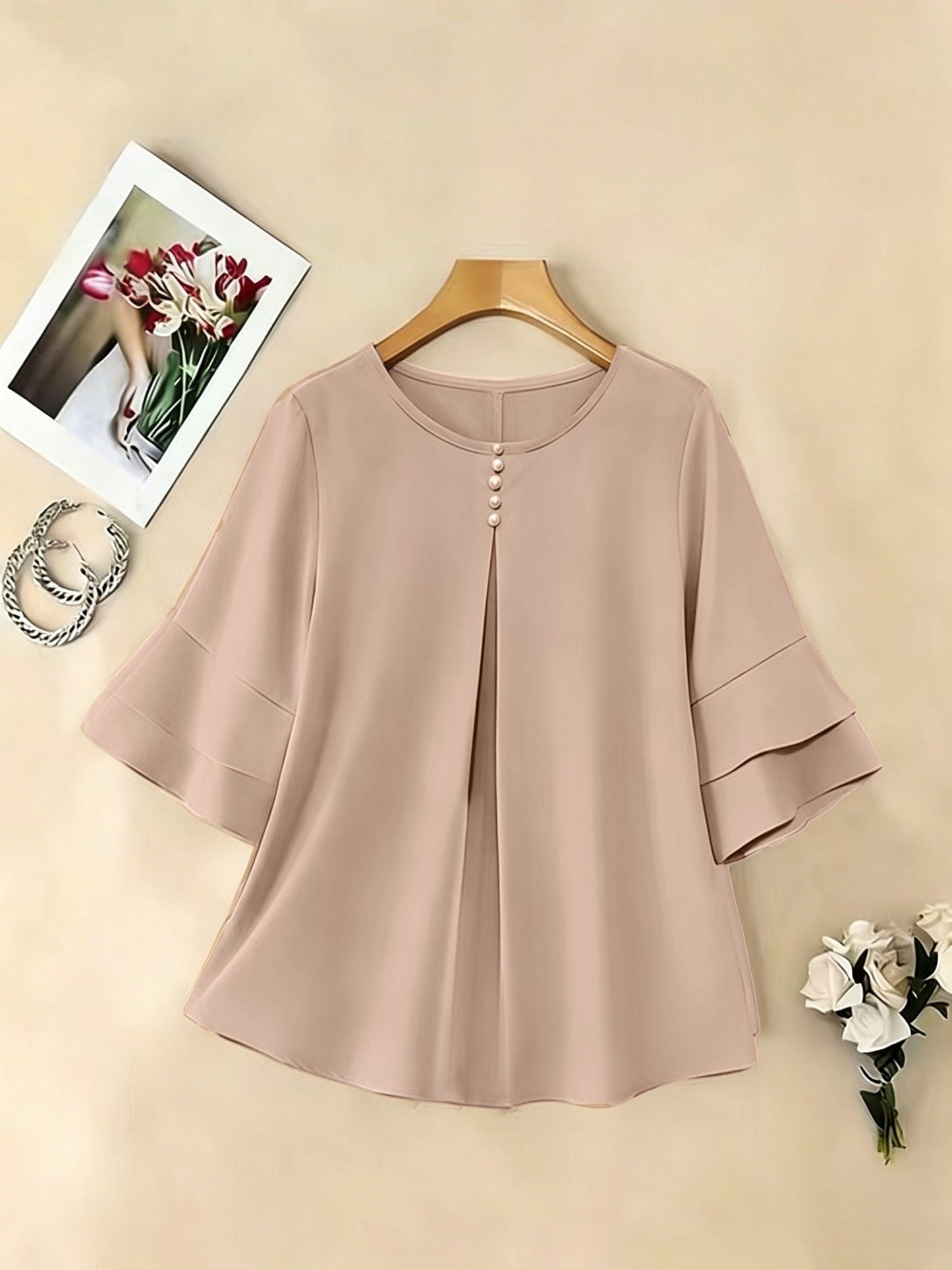 Women's Layered Ruffle Sleeve Blouse