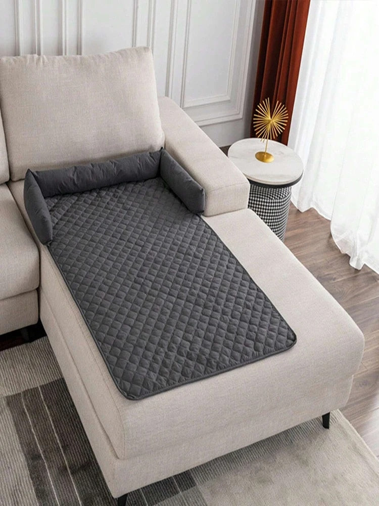 Dog Sofa Bed Cushion Pet Soft Lounger - Washable Plaid Mat Pad Couch Cover