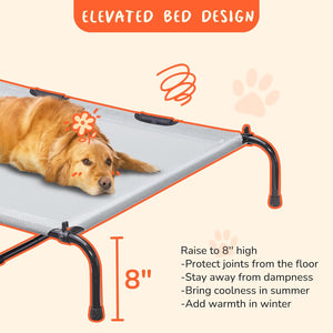 Outdoor Dog Bed with Canopy, XL Elevated Dog Bed, Dog Cot