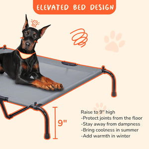 Outdoor Dog Bed with Canopy, XL Elevated Dog Bed, Dog Cot