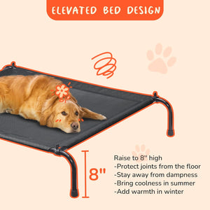 Outdoor Dog Bed with Canopy, XL Elevated Dog Bed, Dog Cot