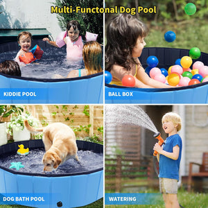 Foldable Dog Pool - 79"x14" Non-Slip, Hard Plastic, Collapsible Swimming Pool for Kids & Pets