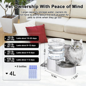 Stainless Steel Pet Waterer - Automatic BPA-Free Water Feeder, 8L Capacity with Two Caps & Filters