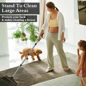 B-Land Carpet Rake for Pet Hair Removal - Reusable Tool with 60” Adjustable Handle, Carpet Brush & Scraper