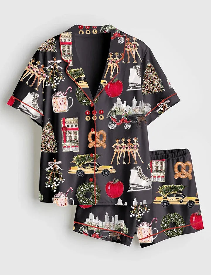 Women's Christmas In New York Satin Family Pajama Set