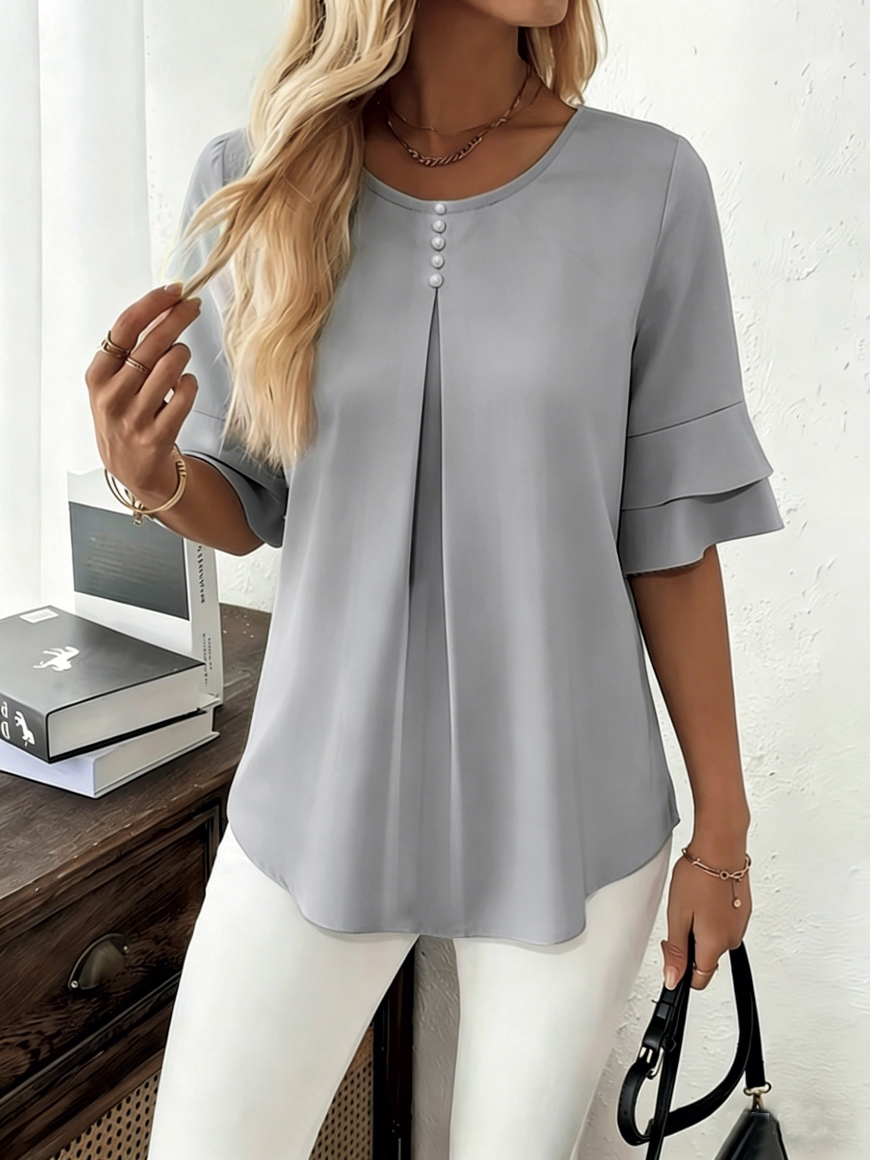 Women's Layered Ruffle Sleeve Blouse