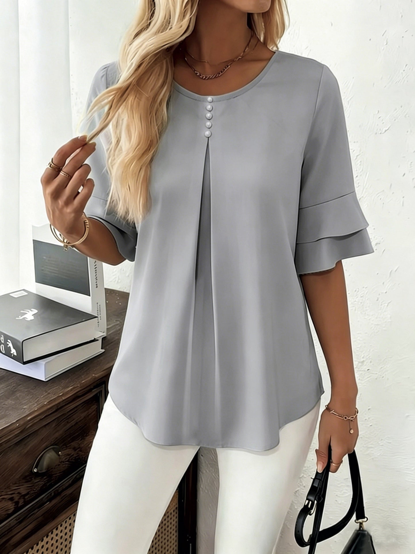 Women's Layered Ruffle Sleeve Blouse