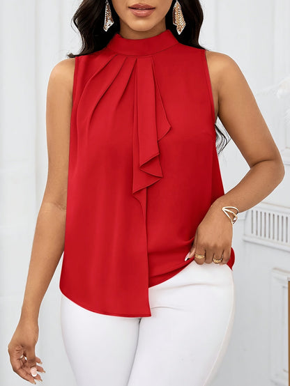 Women's Sleeveless Mock Neck Blouse