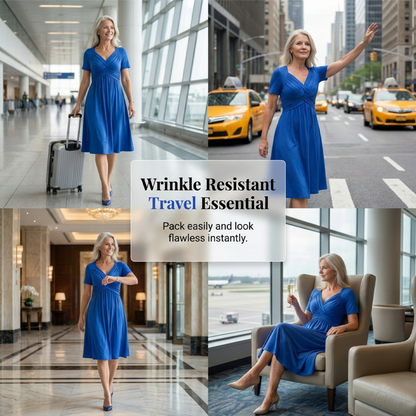 Flowy V-Neck Midi Dress – Soft & Breathable