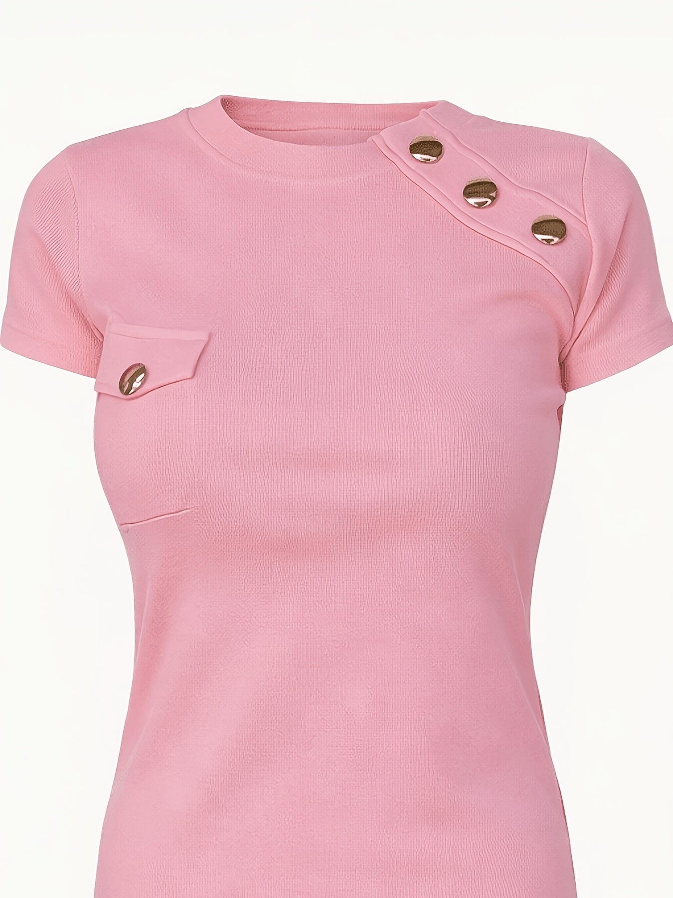 Women's Ribbed Button Detail T-Shirt