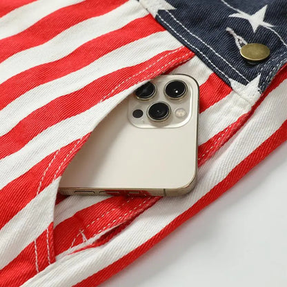 Liberty | American Flag Patriotic Denim Overall Shorts
