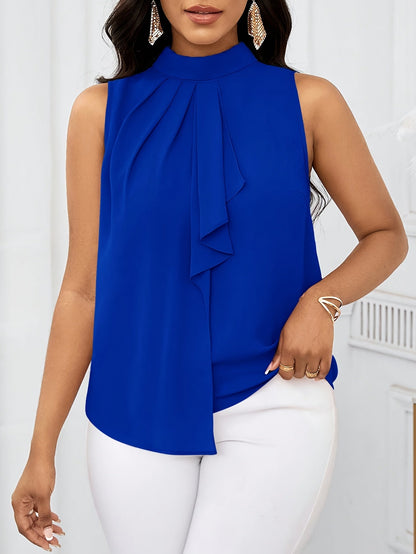 Women's Sleeveless Mock Neck Blouse