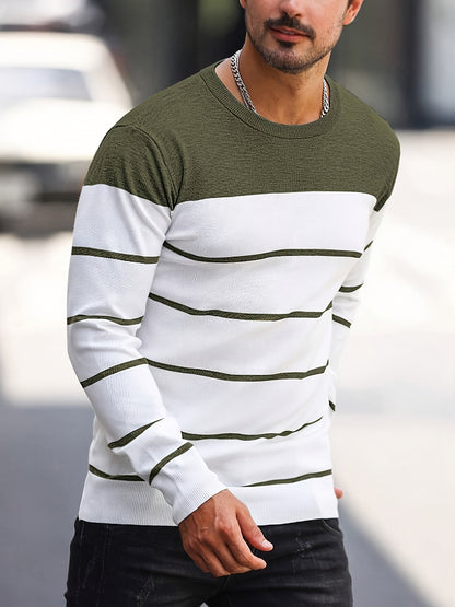 Men's Striped Crew Neck Sweater