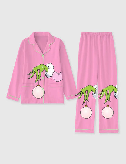 Women's Christmas Grinch Pocket Cotton Pajama Set