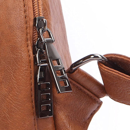 Women’s Composite Cowhide Anti-Theft Backpack with Back Zipper