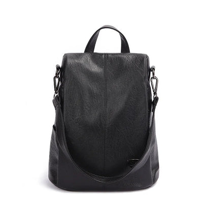 Women’s Composite Cowhide Anti-Theft Backpack with Back Zipper