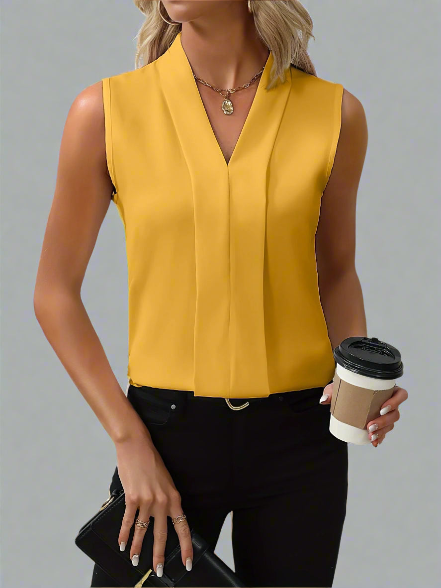 Astraea Pleated V-Neck Blouse