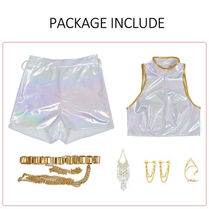 KPop Rumi Costume Shinny PU Leather "What It Sound Like" Rumi Cosplay Outfit