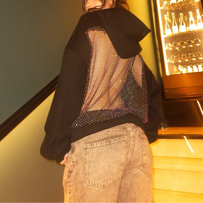 Della | Women's Backless Glitter Hoodie