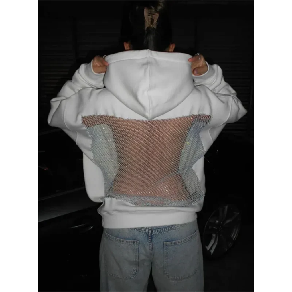 Della | Women's Backless Glitter Hoodie