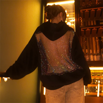 Della | Women's Backless Glitter Hoodie