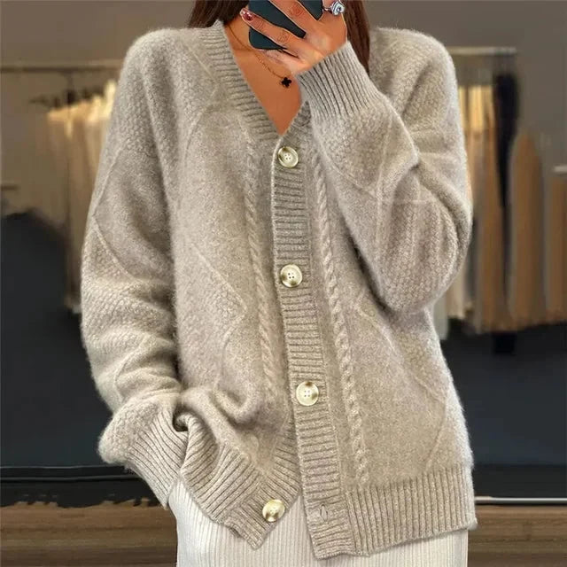 Meridian | Button-Front Diamond Knit Cardigan