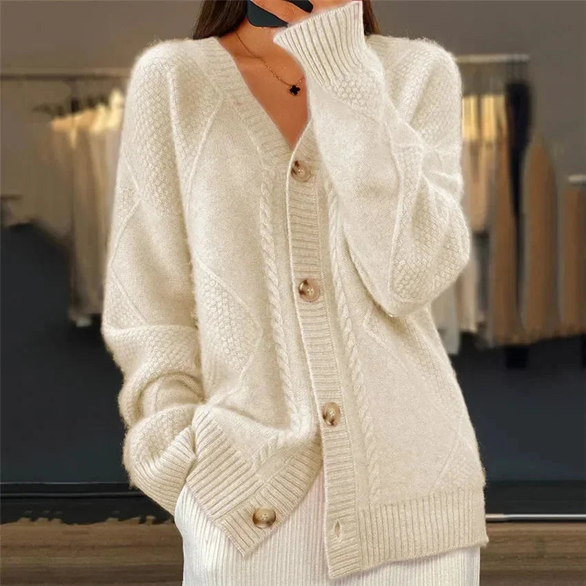 Meridian | Button-Front Diamond Knit Cardigan