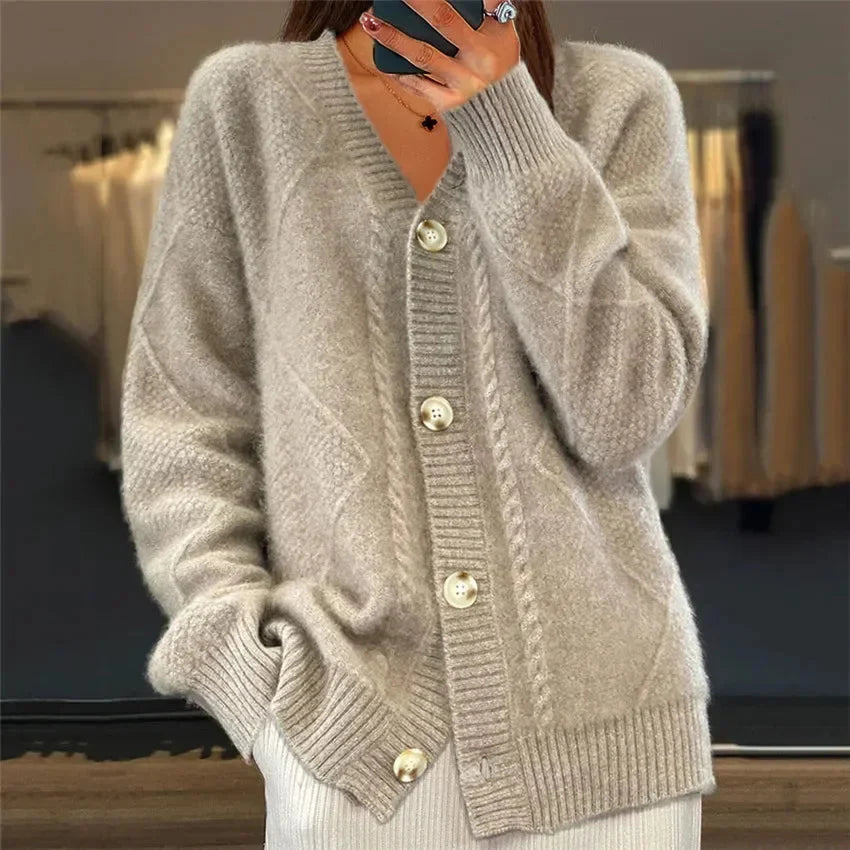 Meridian | Button-Front Diamond Knit Cardigan