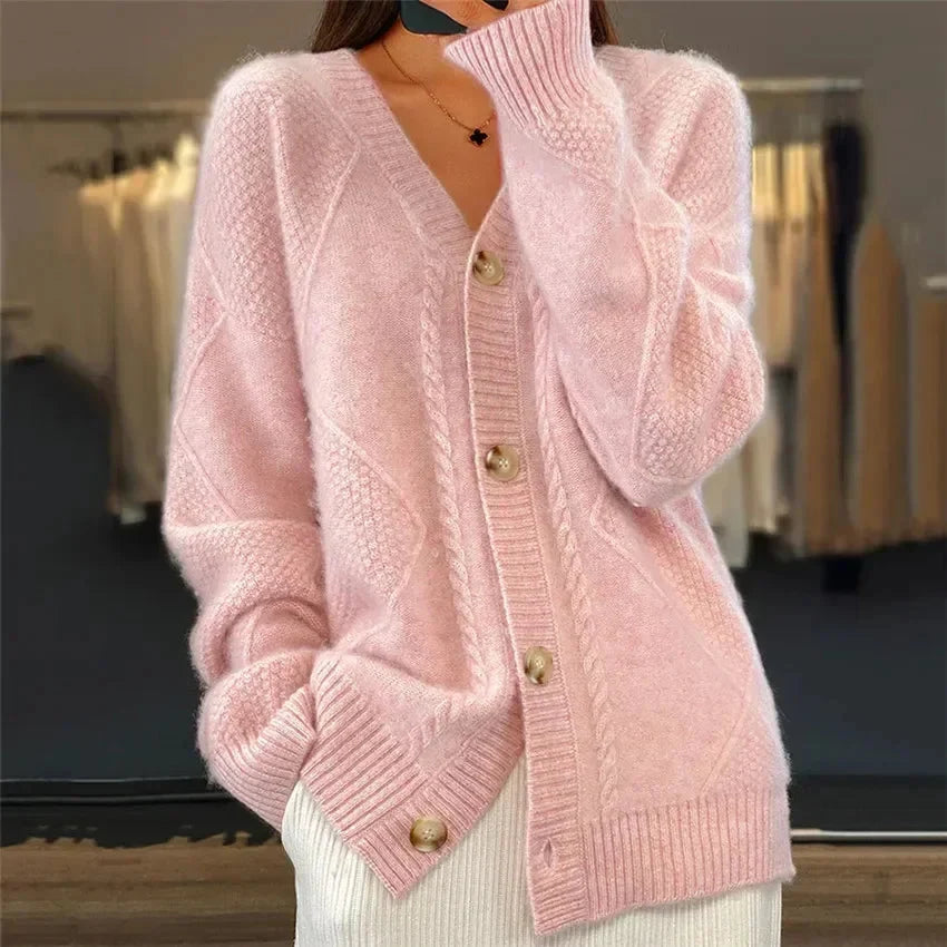 Meridian | Button-Front Diamond Knit Cardigan
