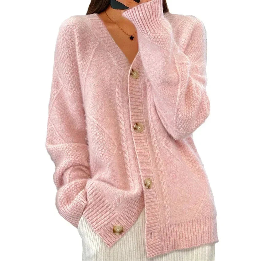 Meridian | Button-Front Diamond Knit Cardigan