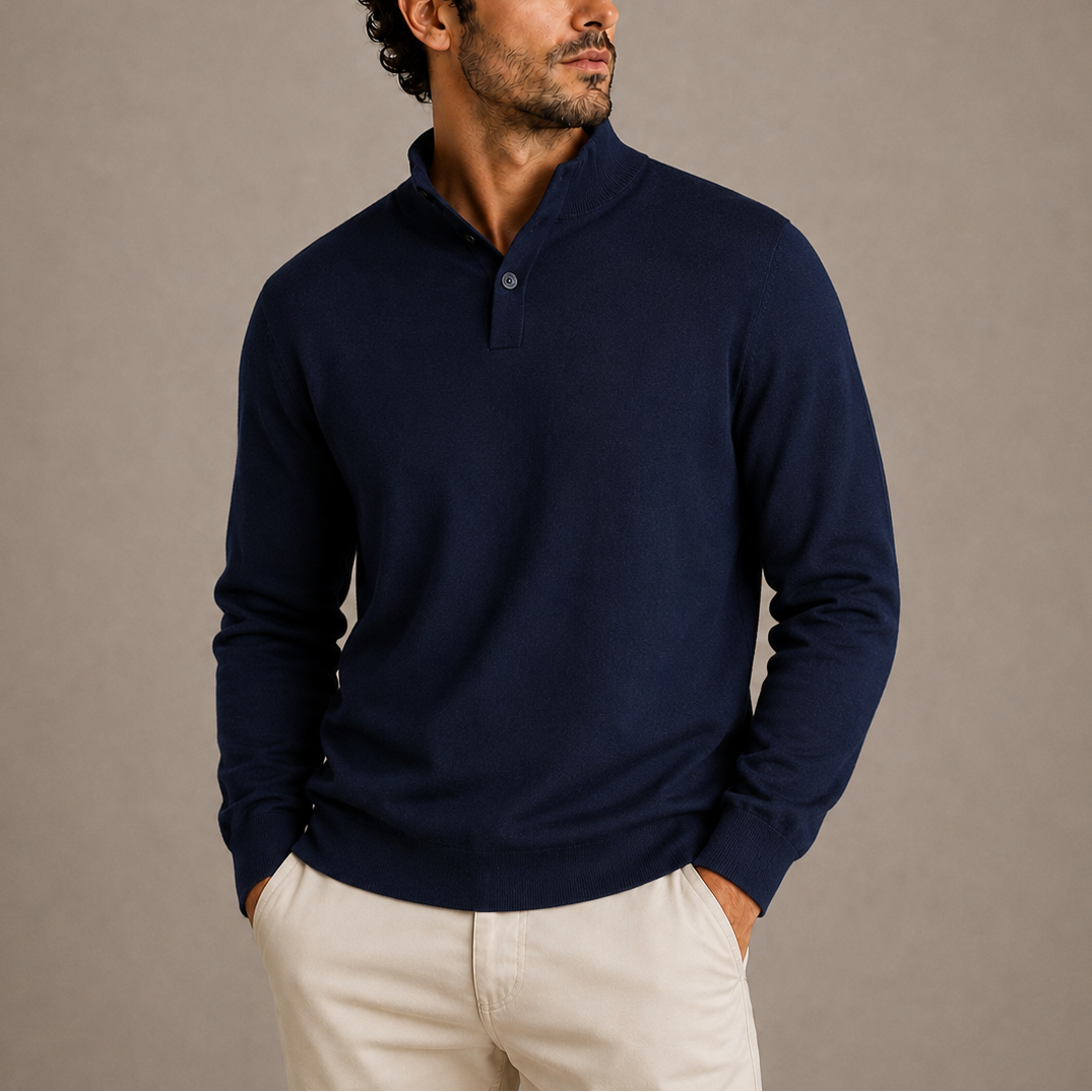 Garrick | Long Sleeve Knit Polo Sweater