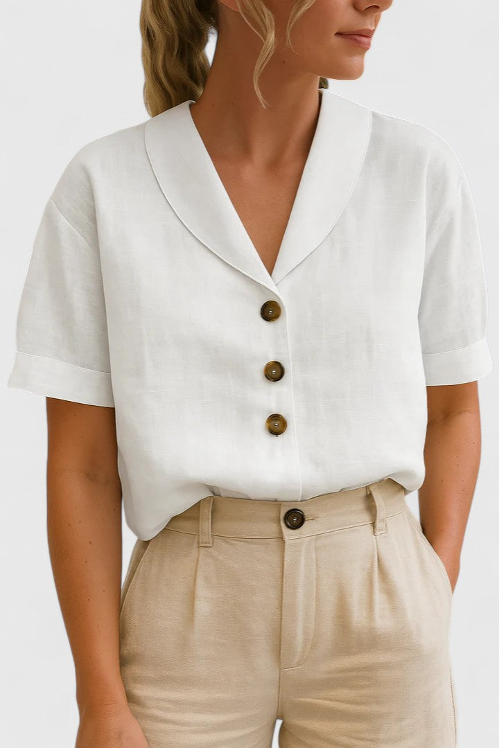 Women's Linen Look Short Sleeve Blouse