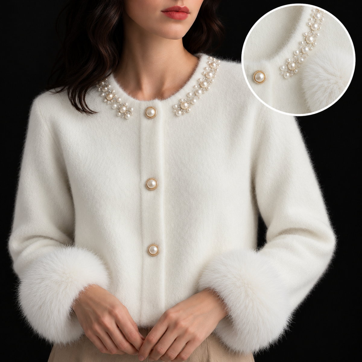 Brinelle | Pearl-Detail Cashmere Cardigan