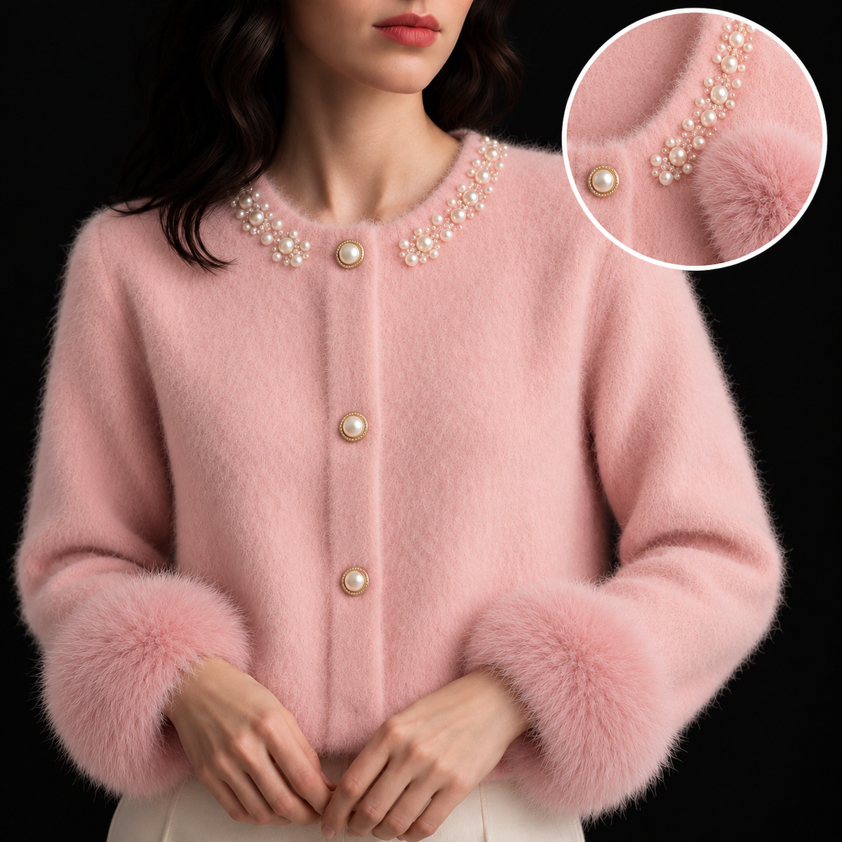 Brinelle | Pearl-Detail Cashmere Cardigan