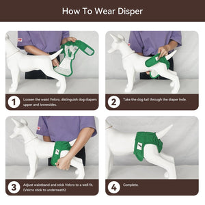 Female Dog Diapers Highly Absorbent Adjustable Reusable Doggie Diapers