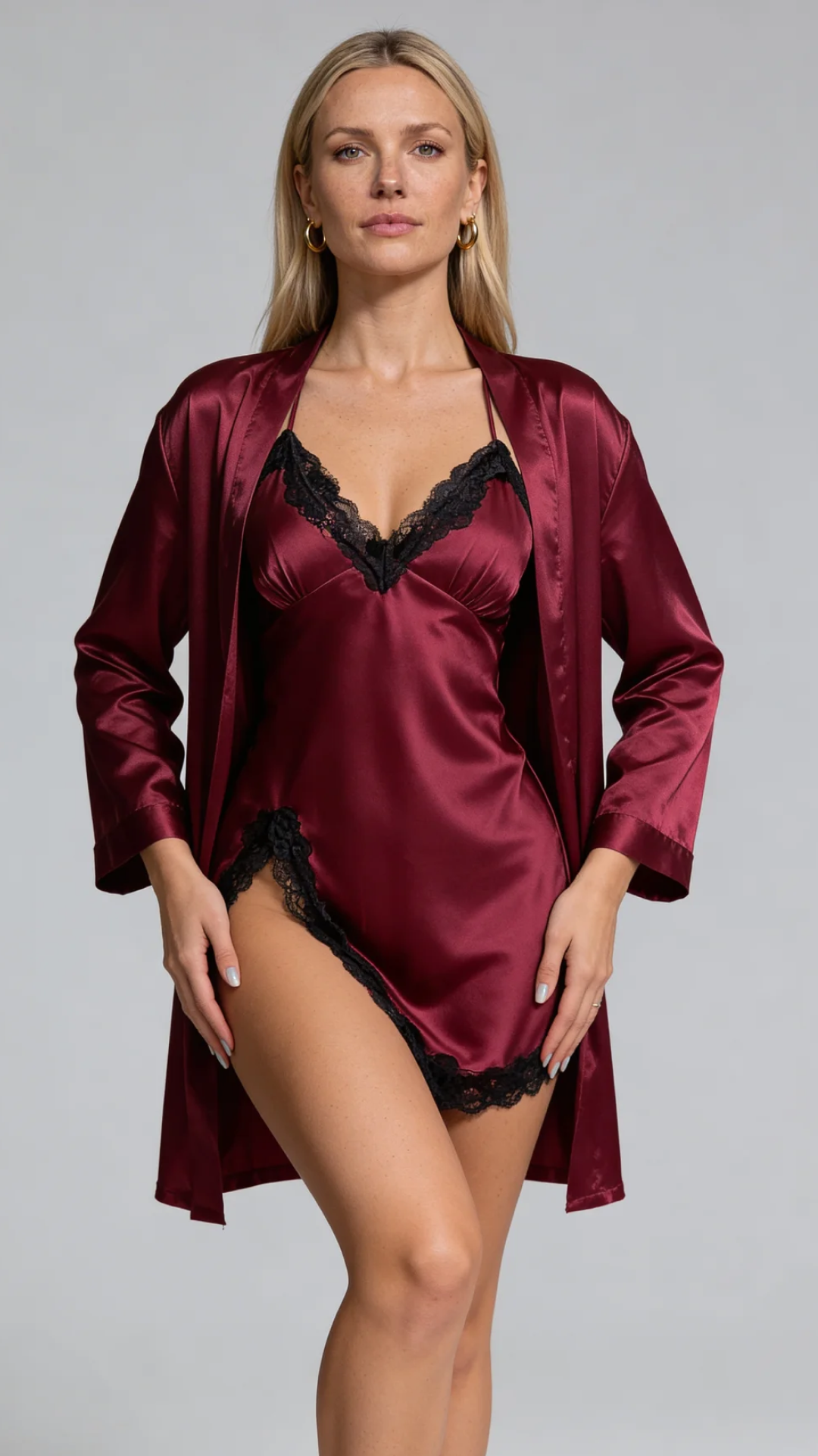 Harper | Satin Wrap Nightgown & Robe Set