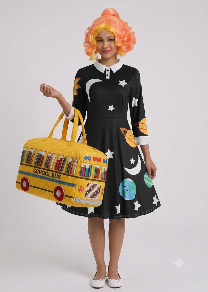 Ms Frizzle Costume Dress - Magic School Bus Solar System Swing Dress