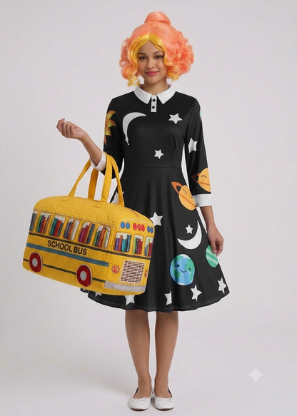 Ms Frizzle Costume Dress - Magic School Bus Solar System Swing Dress