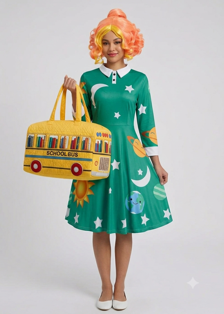 Ms Frizzle Costume Dress - Magic School Bus Solar System Swing Dress