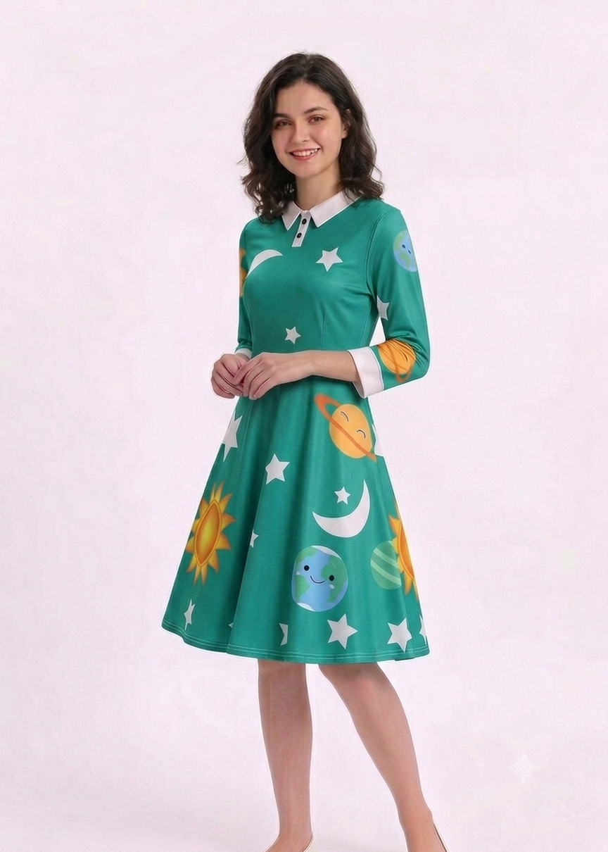 Ms Frizzle Costume Dress - Magic School Bus Solar System Swing Dress