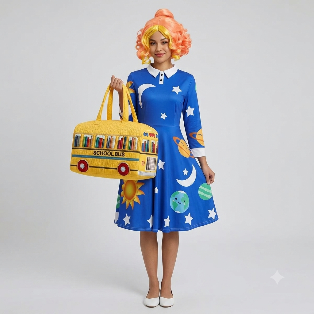 Ms Frizzle Costume Dress - Magic School Bus Solar System Swing Dress