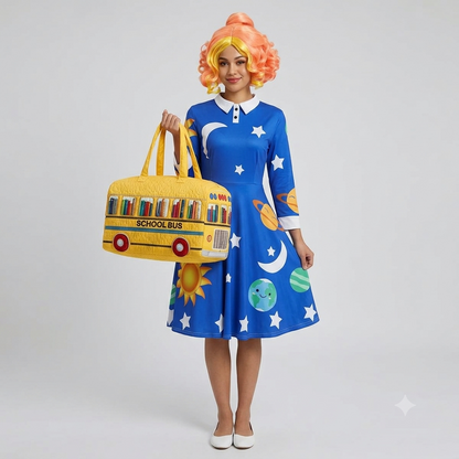 Ms Frizzle Costume Dress - Magic School Bus Solar System Swing Dress