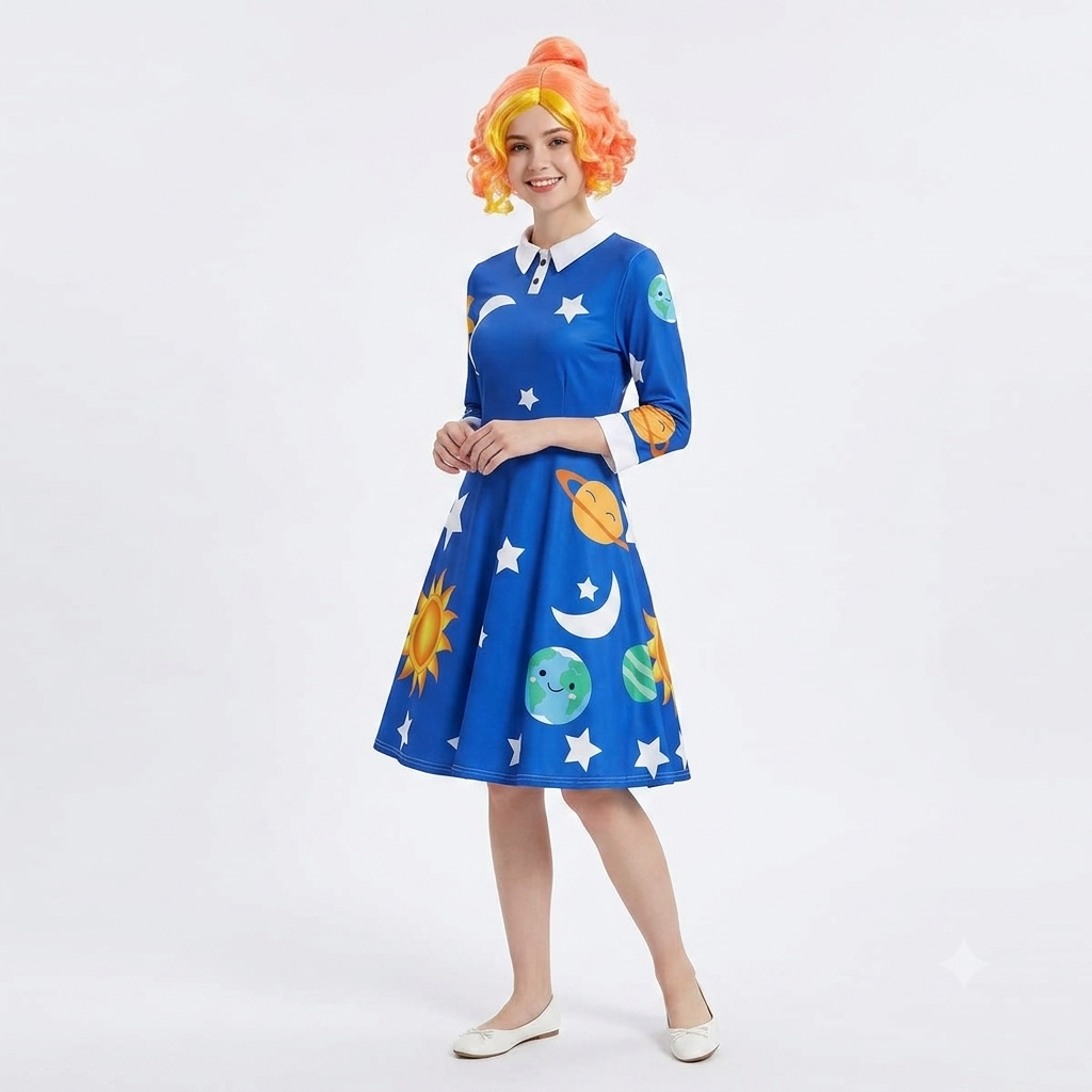 Ms Frizzle Costume Dress - Magic School Bus Solar System Swing Dress
