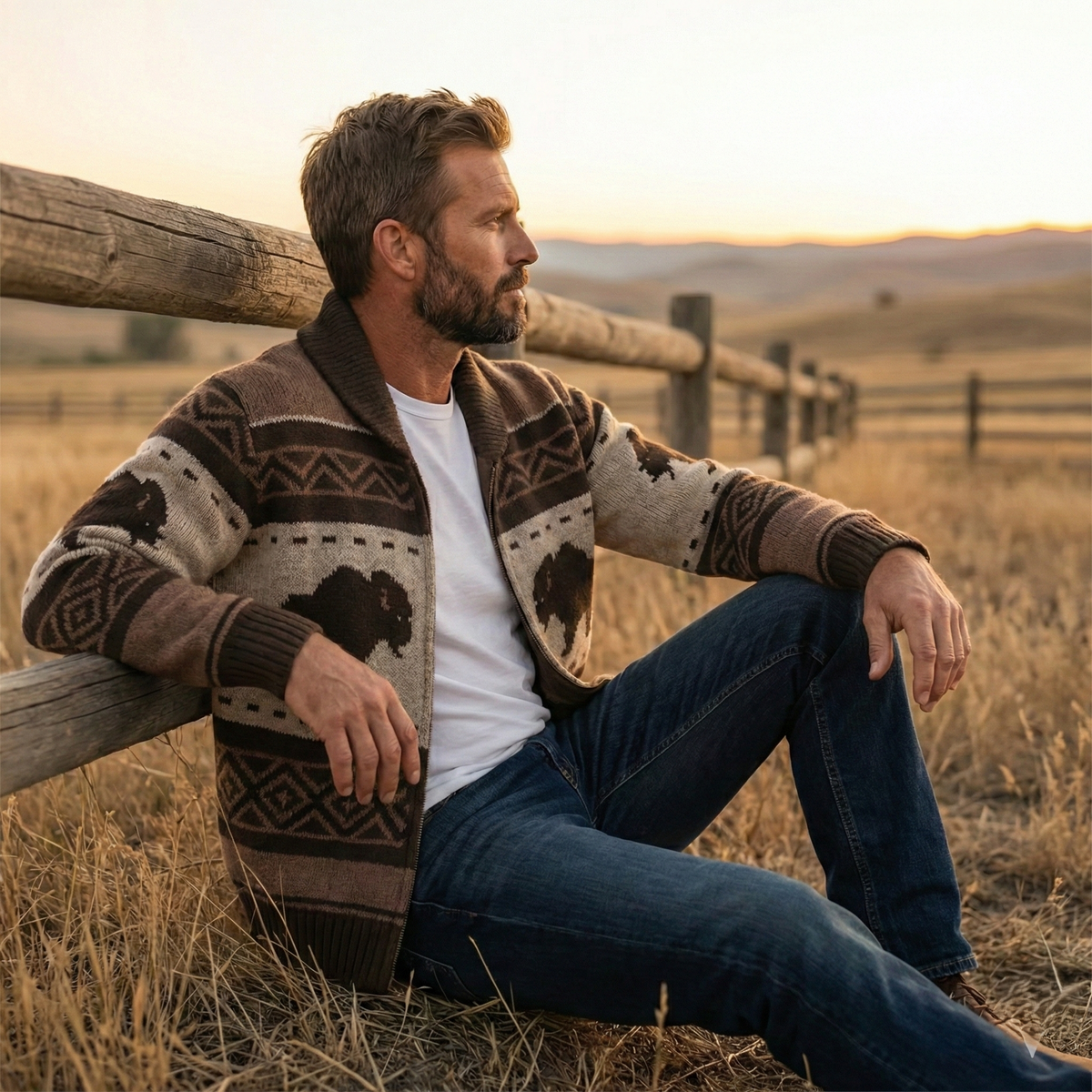 Bridger | Bison Shawl Collar Zip Cardigan